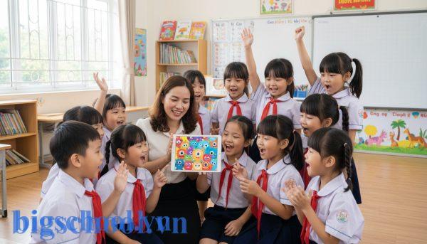 Học sinh tiểu học Việt Nam vui vẻ nhận điểm thưởng quái vật trên ClassDojo
