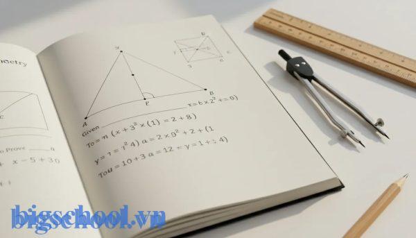 Cấu trúc giả thiết và kết luận của định lý Talet đảo trong tam giác học tập.