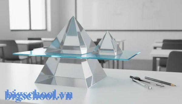 Hình chóp cụt được tạo ra bởi mặt phẳng song song với đáy minh họa hệ quả định lý Talet.