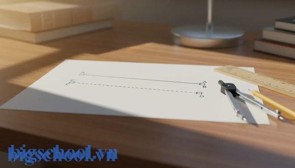 Hình ảnh minh họa tỉ số của hai đoạn thẳng trên bản vẽ kỹ thuật chuyên nghiệp.