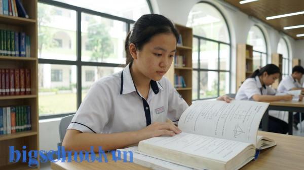 Học sinh lớp 10 Việt Nam say mê nghiên cứu tài liệu nâng cao tại thư viện trường cấp ba.