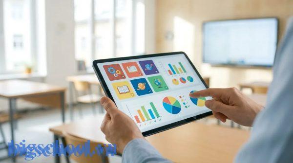 Gi!o vi!n sေ dဳng thiᄗt bဣ sေ đᄗ quဓn l) tiᄗn đေ hေc tဓp cေa hေc sinh trᄓc tuyᄗn.