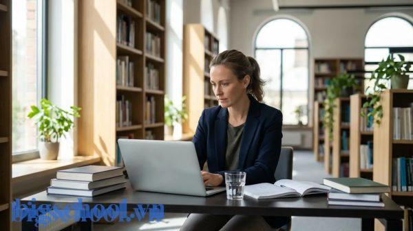 Hình ảnh giáo viên chuẩn bị hồ sơ và kế hoạch học tập nâng cao trình độ chuyên môn.