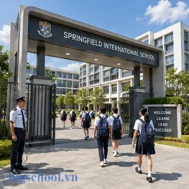 Cổng trường được kiểm soát chặt chẽ nhằm đảm bảo môi trường an toàn cho học sinh