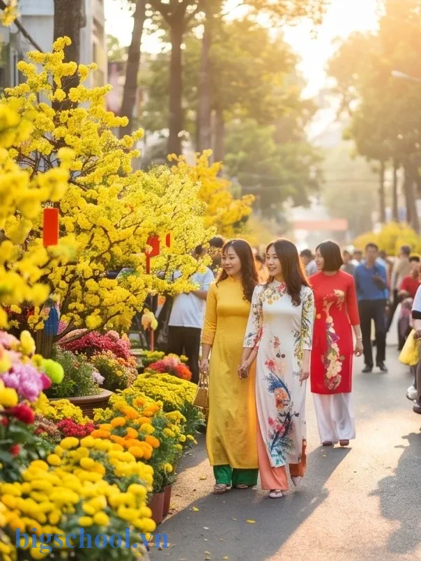 Không khí nhộn nhịp của chợ hoa ngày Tết mang đậm chất ảnh mùa xuân chill Việt Nam
