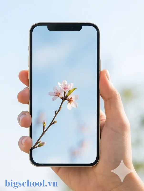 Giao diện điện thoại với hình nền mùa xuân chill phong cách tối giản