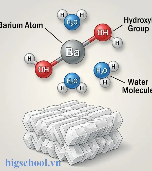 Tổng quan về hợp chất hóa học Barium Hydroxide 18 Hình minh họa cấu trúc phân tử Barium Hydroxide với các liên kết ion