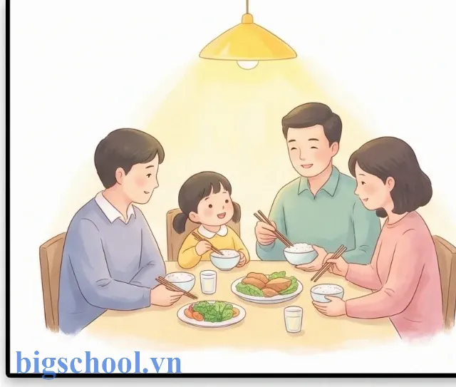 Minh họa chủ điểm gia đình yêu thương trong SGK Ngữ văn 6 tập 2 đầy nhân văn