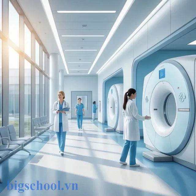 Môi trường làm việc hiện đại của kỹ thuật viên kỹ thuật hình ảnh y học tại bệnh viện quốc tế