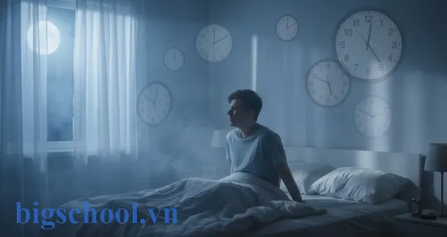 Giải mã hiện tượng mơ trong mơ và cách kiểm soát giấc ngủ 8 Người đàn ông tỉnh dậy trong phòng ngủ ảo mờ ảo