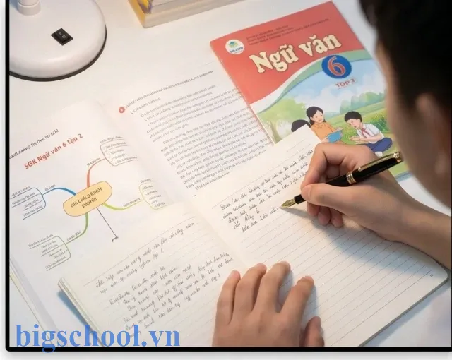 Học sinh thực hành viết bài theo quy trình trong SGK Ngữ văn 6 tập 2