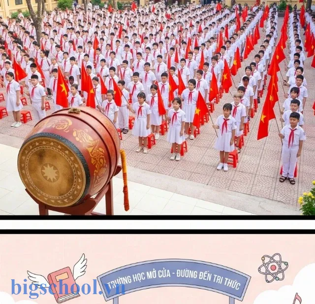 Học sinh Việt Nam rạng rỡ trong lễ khai giảng ngày 5/9 dưới nắng sớm mùa thu