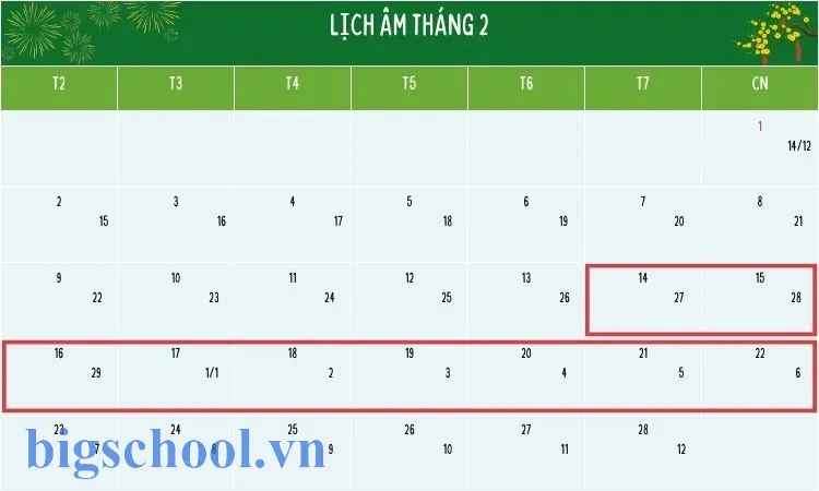 Lịch nghỉ tết 2026