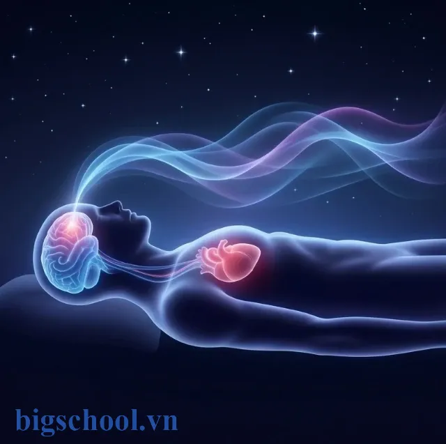 Minh họa lợi ích thiền nằm trước khi ngủ giúp hệ thần kinh thư giãn và ngủ sâu