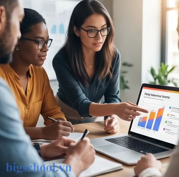 Top trang web làm PowerPoint miễn phí tốt nhất hiện nay 29 Nhiều người cùng thảo luận nhóm bên máy tính sử dụng trang web làm PowerPoint trực tuyến