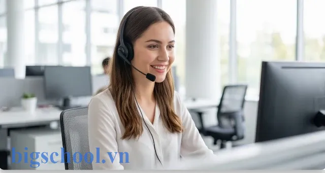 Nhân viên tổng đài hỗ trợ khách hàng tra cứu vận đơn BEST Express qua hotline