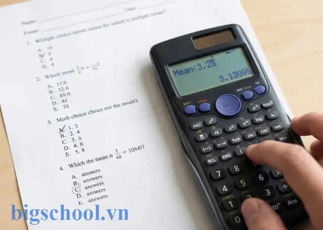 Sử dụng máy tính bỏ túi giải bài tập cuối chương 5 Toán 10 trắc nghiệm