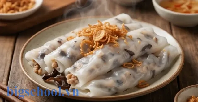 Món bánh cuốn truyền thống thơm ngon trong dịp lễ Tết Hàn thực tháng ba