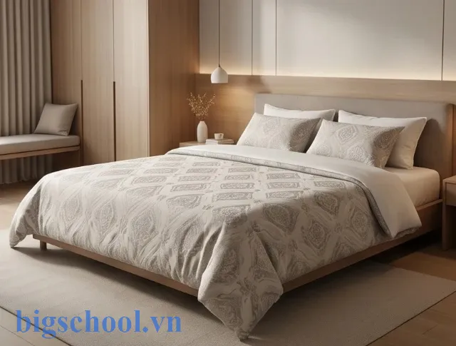 Vải gấm cao cấp làm vỏ bọc đệm bông ép mang lại sự sang trọng và thoáng khí