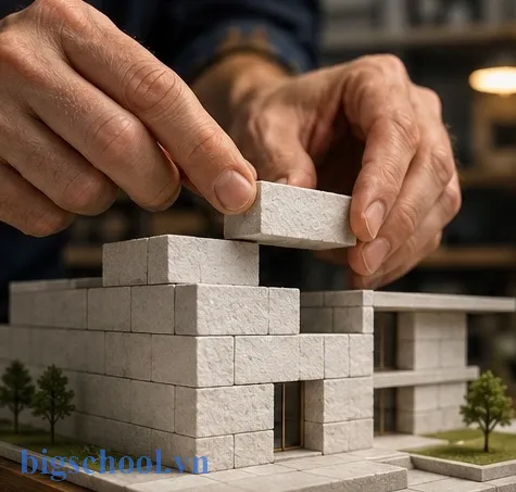 Minh họa vai trò đoạn văn như những viên gạch xây dựng nên một bài viết hoàn chỉnh