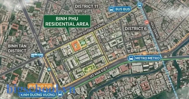 Khu dân cư Bình Phú – Khu dân cư đẹp nhất quận 6 1 Hình ảnh bản đồ vị trí khu dân cư Bình Phú quận 6, thuận tiện giao thông