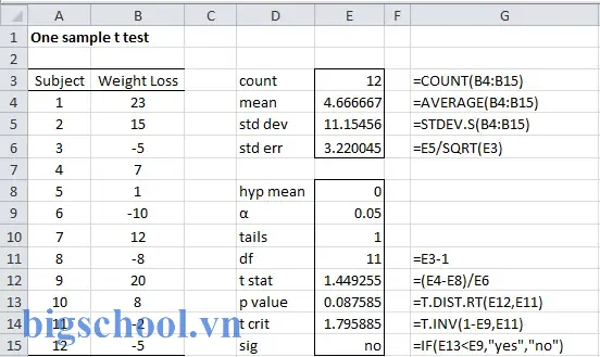 Hướng Dẫn Chi Tiết Thực Hiện Kiểm Định One‑sample T‑test Trong Excel: Từ Cơ Bản Đến Nâng Cao 3 Sample T Test Excel