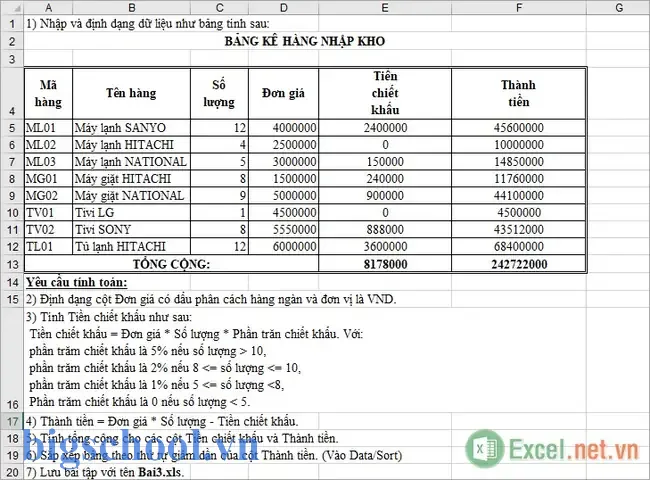Bài Tập Excel Đơn Giản: Hướng Dẫn Từng Bước Cho Người Mới Bắt Đầu 13 Bài Tập Excel Đơn Giản