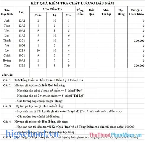 Bài Tập Thực Hành Excel