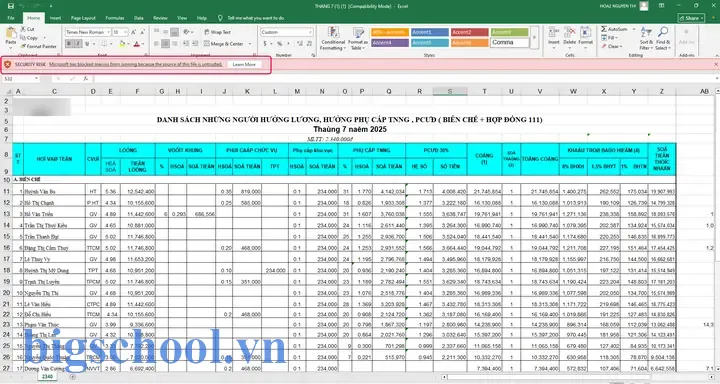 Bảng Tính Excel Bị Lỗi