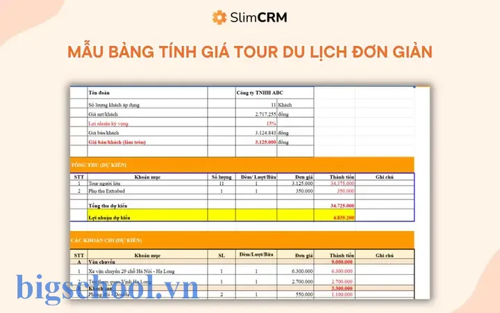 Bảng Tính Giá Tour Excel: Cách Tạo, Sử Dụng Và Tối Ưu Hóa Để Quản Lý Kinh Doanh Du Lịch Hiệu Quả 13 Bảng Tính Giá Tour Excel
