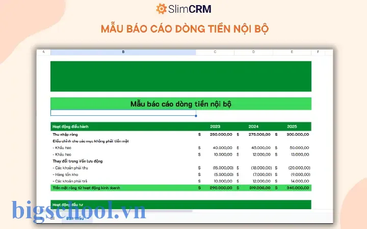 Báo Cáo Dòng Tiền Excel: Hướng Dẫn Chi Tiết Từ A Tới Z Để Quản Lý Tài Chính Doanh Nghiệp Hiệu Quả 7 Báo Cáo Dòng Tiền Excel