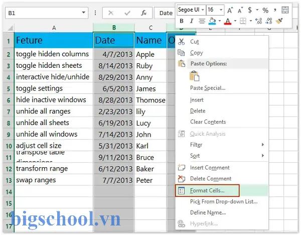 Bảo Vệ Cột Trong Excel