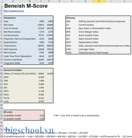 Mô Hình Beneish M-score Trong Excel: Hướng Dẫn Toàn Diện Từ Cơ Bản Đến Ứng Dụng Thực Tiễn 19 Beneish M Score Model Excel