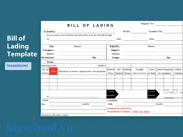 Mẫu Bill Of Lading (vận Đơn) Excel: Hướng Dẫn Chi Tiết Tạo, Sử Dụng Và Tối Ưu Hóa Quản Lý Vận Tải 11 Bill Of Lading Template Excel