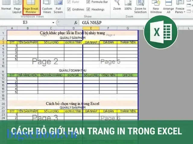 Bỏ Giới Hạn Dòng Trong Excel