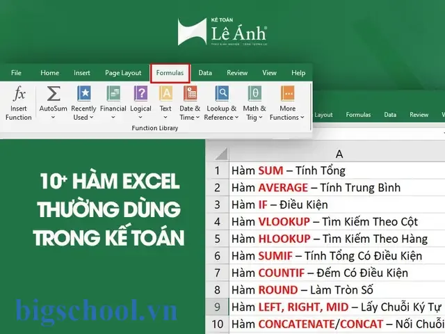 Các Công Thức Excel Thường Dùng: Hướng Dẫn Chi Tiết Cho Người Mới Và Chuyên Nghiệp 11 Các Công Thức Excel Thường Dùng
