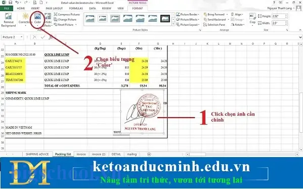 Cách Chèn Ảnh Dưới Chữ Trong Excel