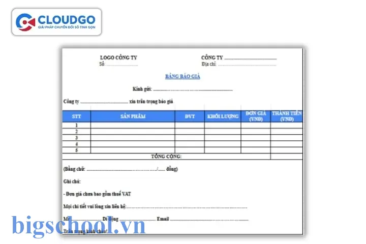 Cách Làm Bảng Báo Giá Excel