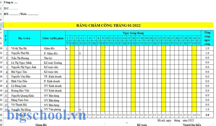 Cách Làm Bảng Chấm Công Bằng Excel: Hướng Dẫn Chi Tiết Từ Cơ Bản Đến Nâng Cao 19 Cách Làm Bảng Chấm Công Bằng Excel