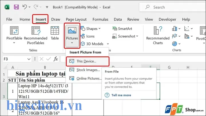 Chèn Ảnh Vào Excel Vừa Ô