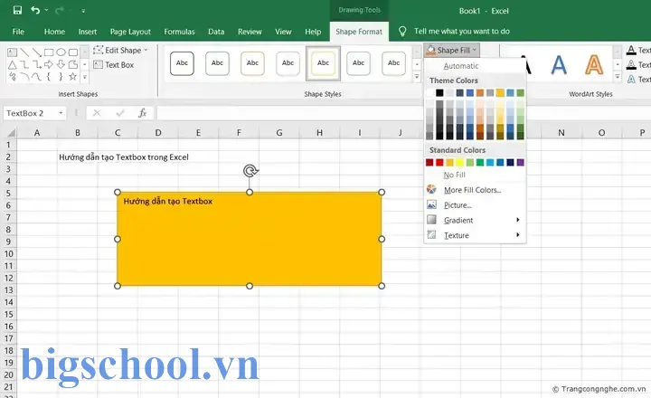 Chèn Text Box Trong Excel