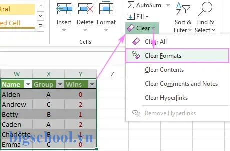 Clear Table Format In Excel