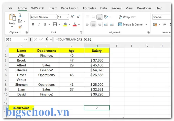 Count Blank Cells In Excel