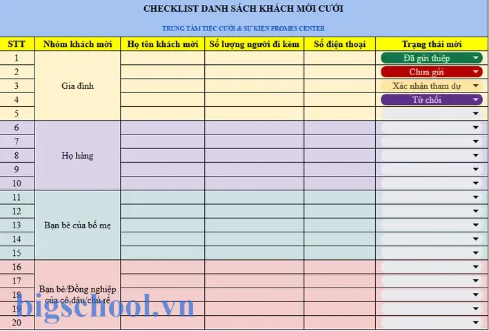 Danh Sách Mời Cưới Excel: Hướng Dẫn Chi Tiết Từ A Đến Z Để Tổ Chức Đám Cưới Hoàn Hảo 11 Danh Sách Mời Cưới Excel
