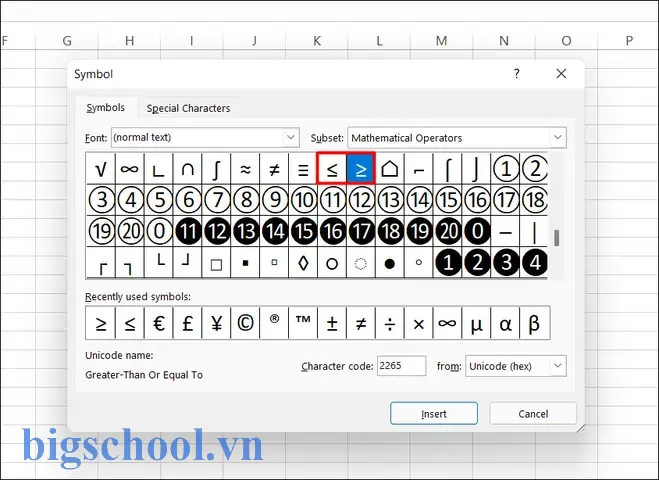 Dấu Lớn Hơn Hoặc Bằng (≥) Trong Excel: Cách Sử Dụng, Ứng Dụng Thực Tiễn Và Mẹo Tối Ưu 5 Dấu Lớn Hơn Hoặc Bằng Trong Excel