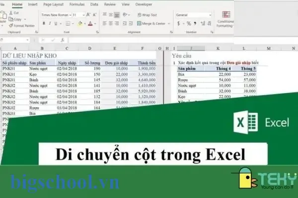 Chuyển Cột Trong Excel