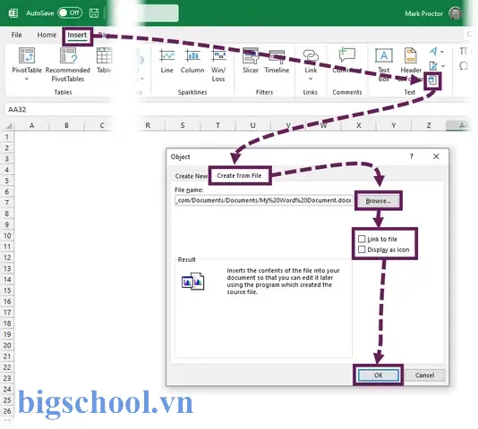 Cách Nhúng (embed) Tài Liệu Word Vào Excel: Hướng Dẫn Chi Tiết Từ A Đến Z 7 Embed Word Document In Excel