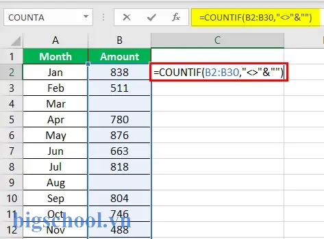 Excel Count Non Empty Cells