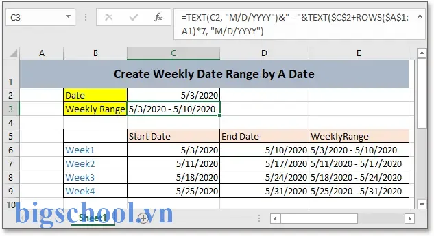 Excel Formula For Date Range