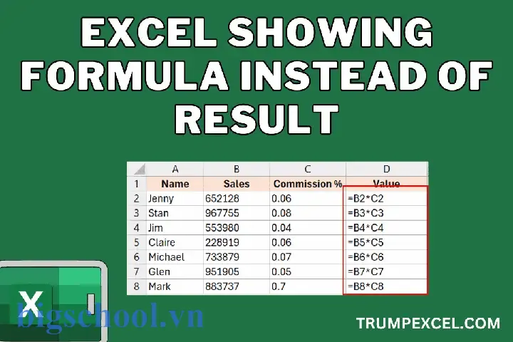 Excel Hiển Thị Công Thức Thay Vì Kết Quả: Nguyên Nhân, Giải Pháp Và Cách Khắc Phục 11 Excel Showing Formula Not Result